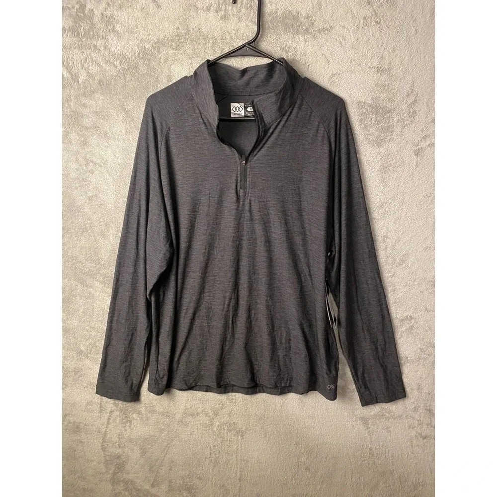 LEG3ND Quarter Zip Pullover Men's XL Black Space Dye Long Sleeve Athletic NWT